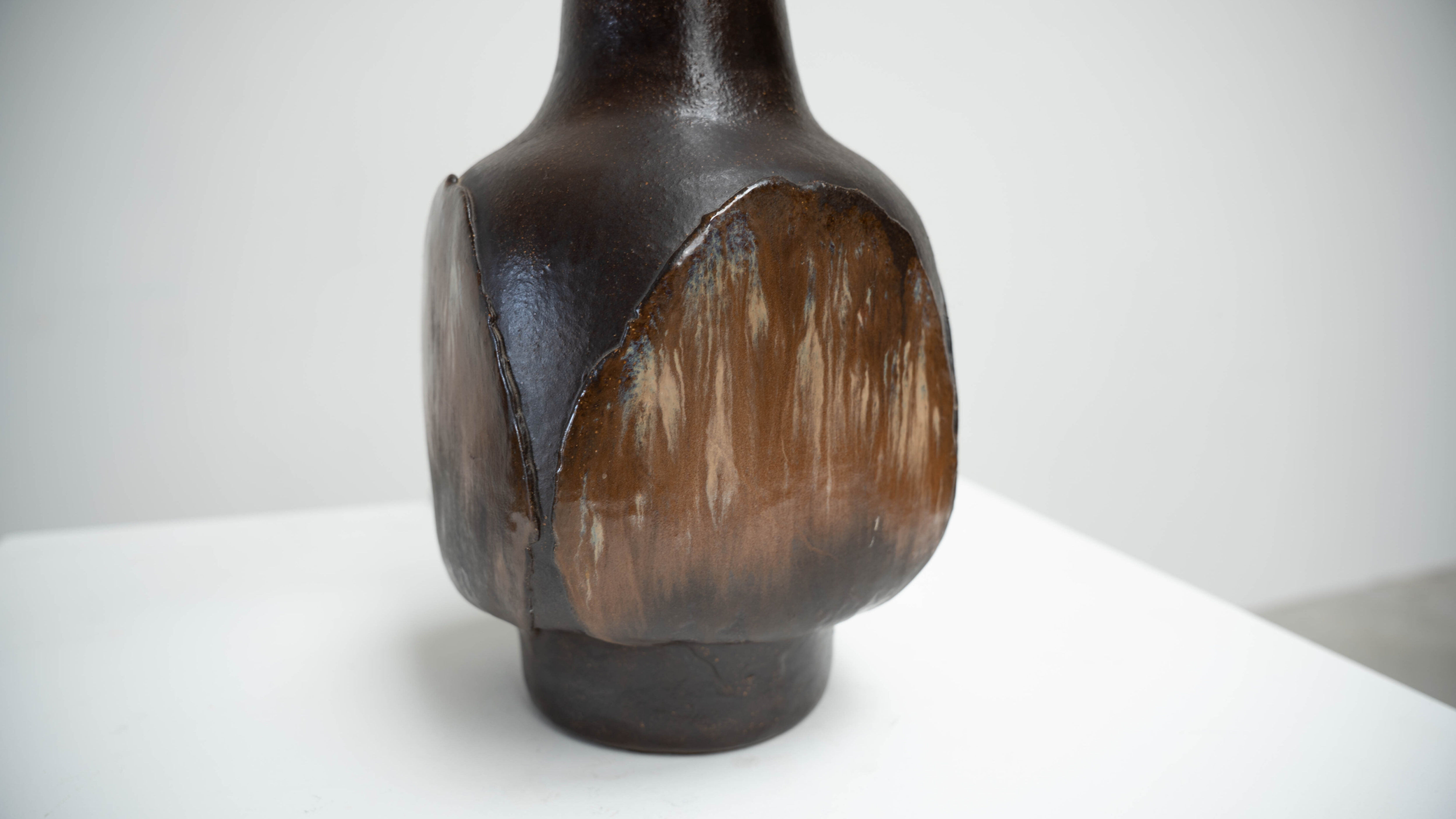 1970s dark glazed ceramic Danish lamp