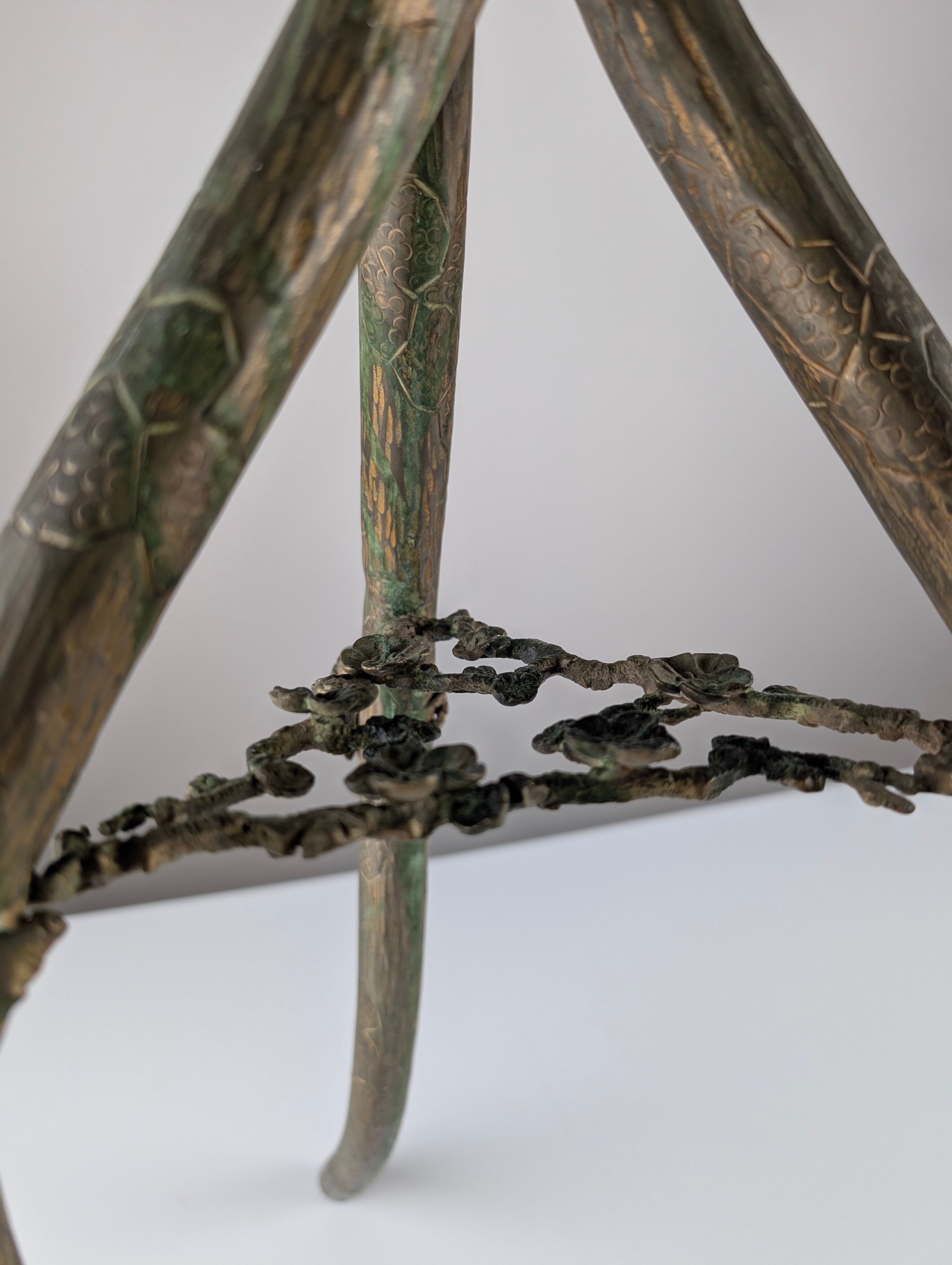 Japanese Art Nouveau bronze and brass table with dragonfly, 1920s