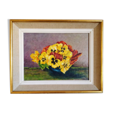 Nature morte la coupe Aux pensées huile sur panneau