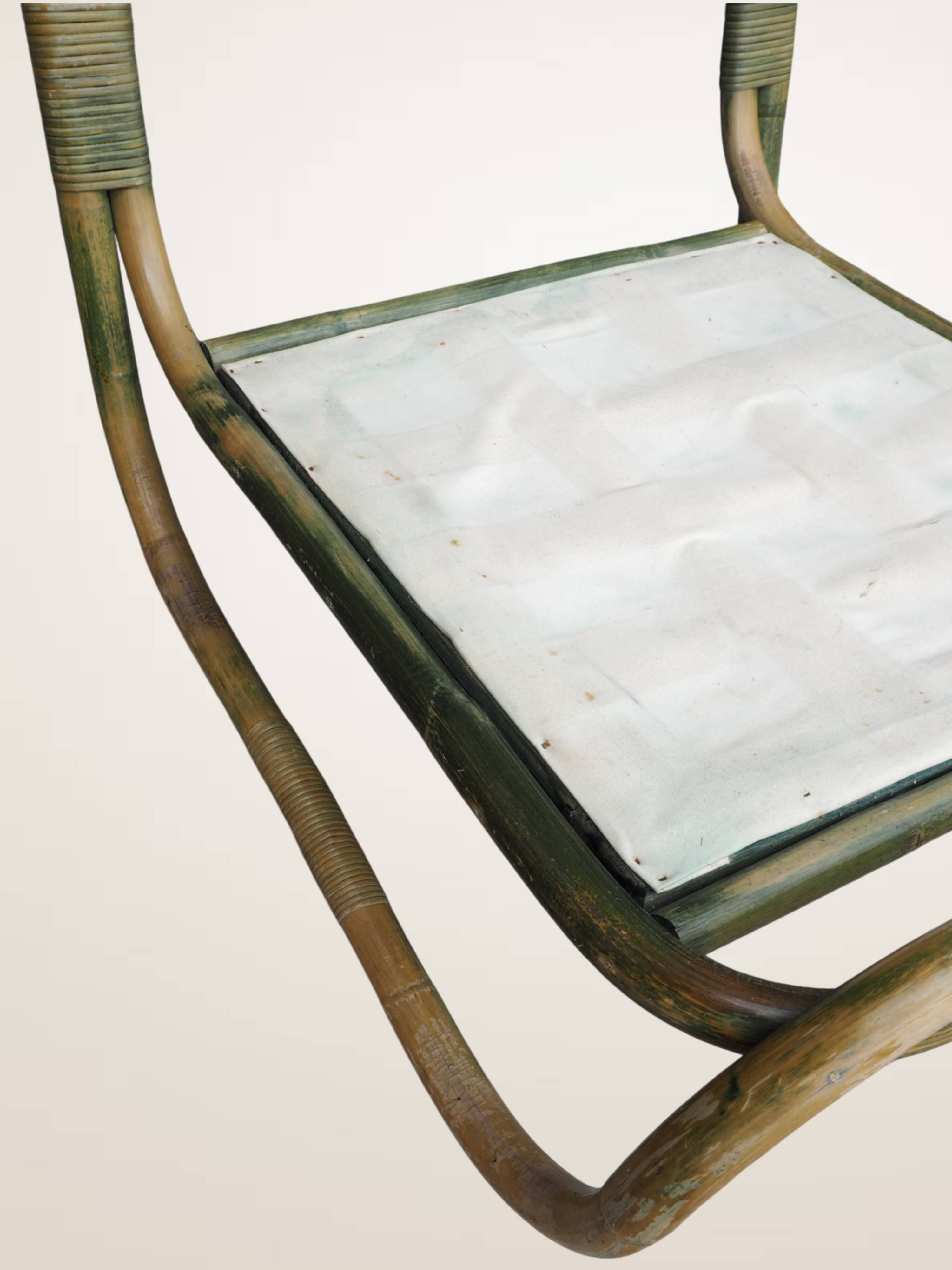 Pair of curved bamboo armchairs