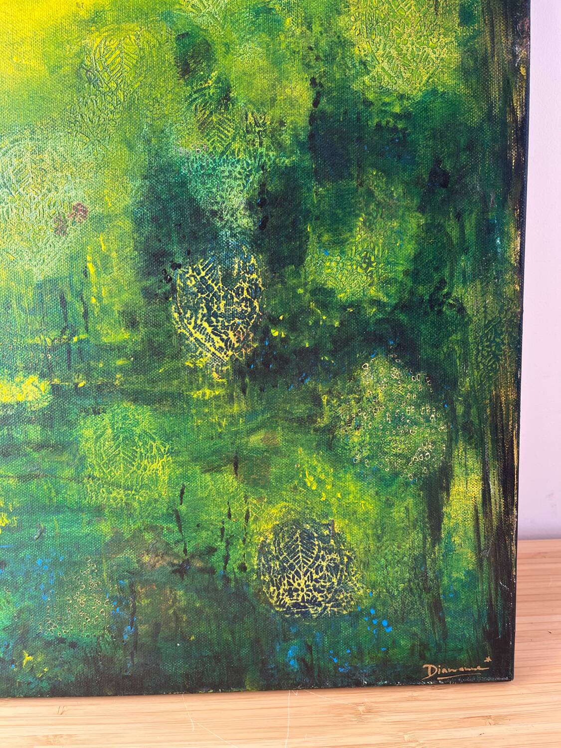 Modern abstract, "World of Depths", signed Diamanne 2009