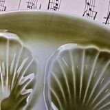 Set of 6 Moulin des Loups oyster plates – vintage green earthenware