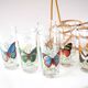 Lot de 6 verres vintage et support rotin