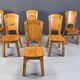 Vintage pine wood dining chairs - 1970s