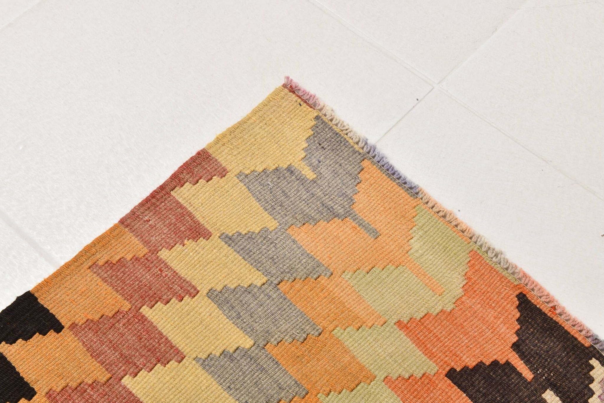 6x7 Faded Orange Area Handknotted Kilim Rug,
