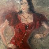 Tableau signé huile sur toile cartonnée « danseuse de Flamenco »