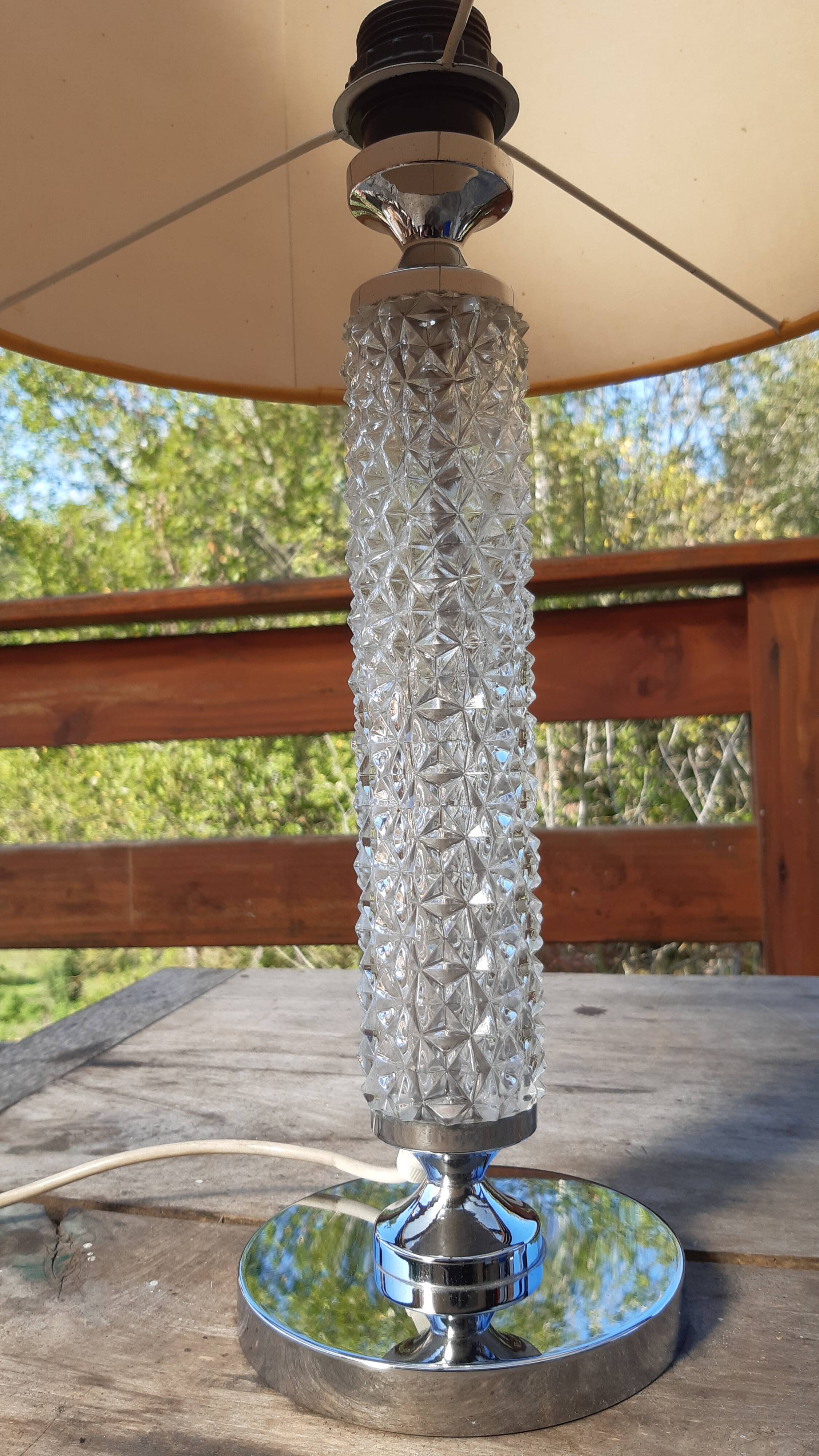 1970 Chiseled Glass Lamp