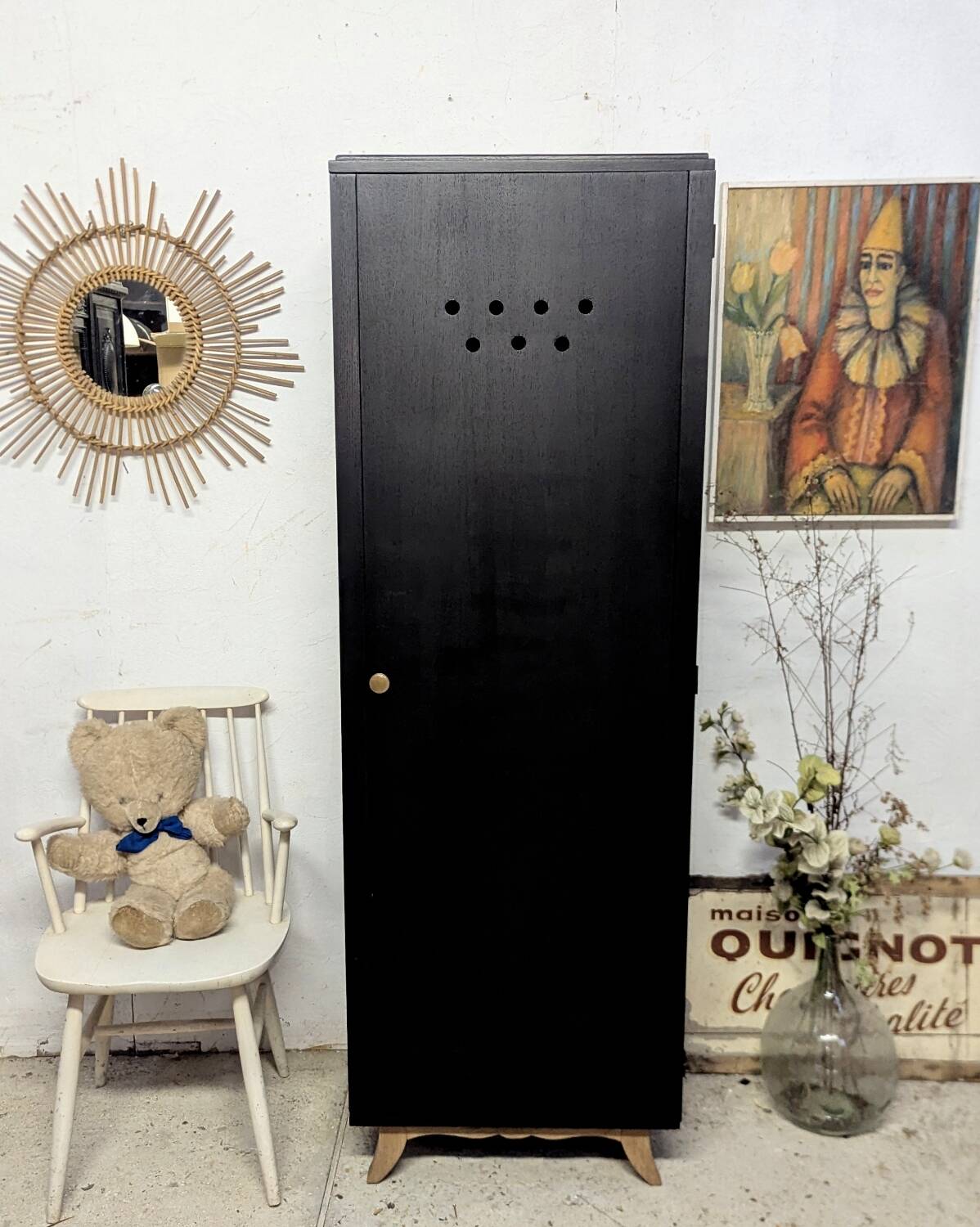 1950s/60s Shabby Chic Vintage Office Linen Cabinet