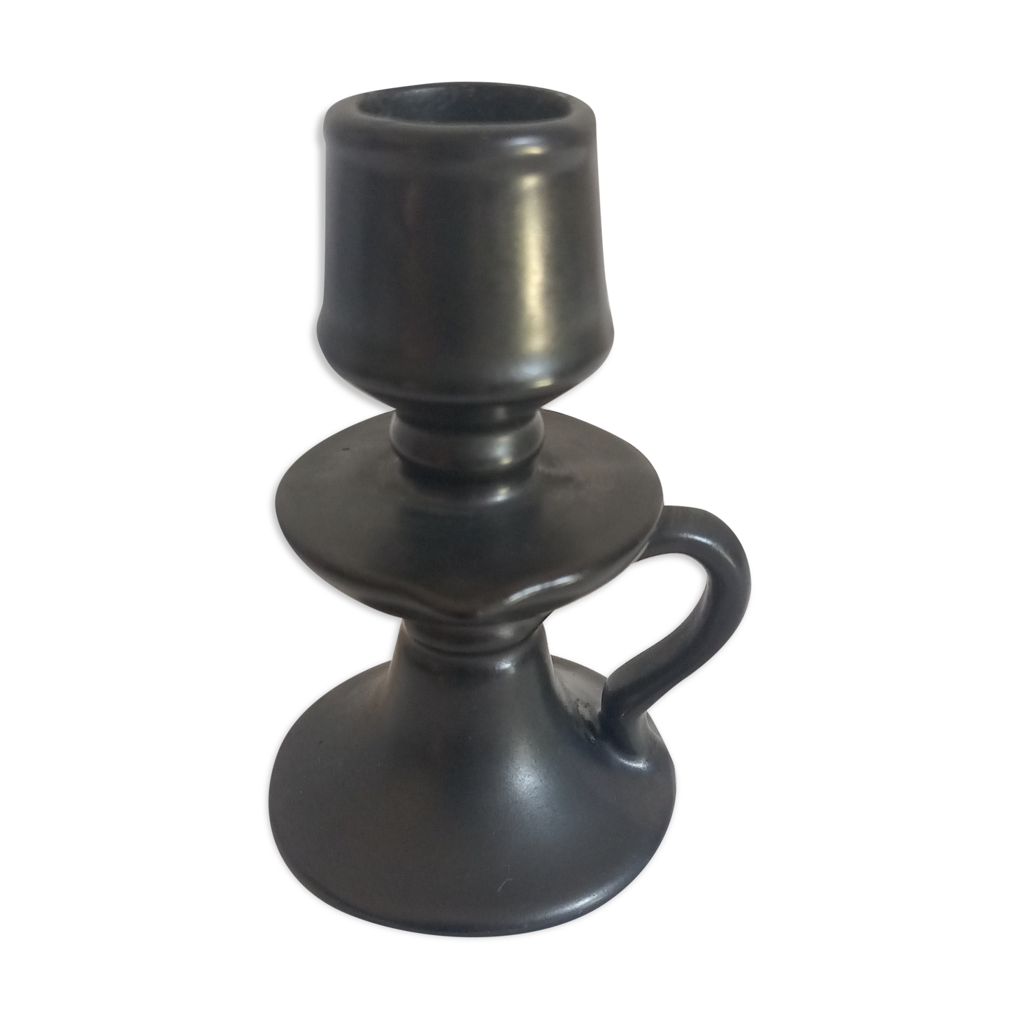 Black ceramic candle holder