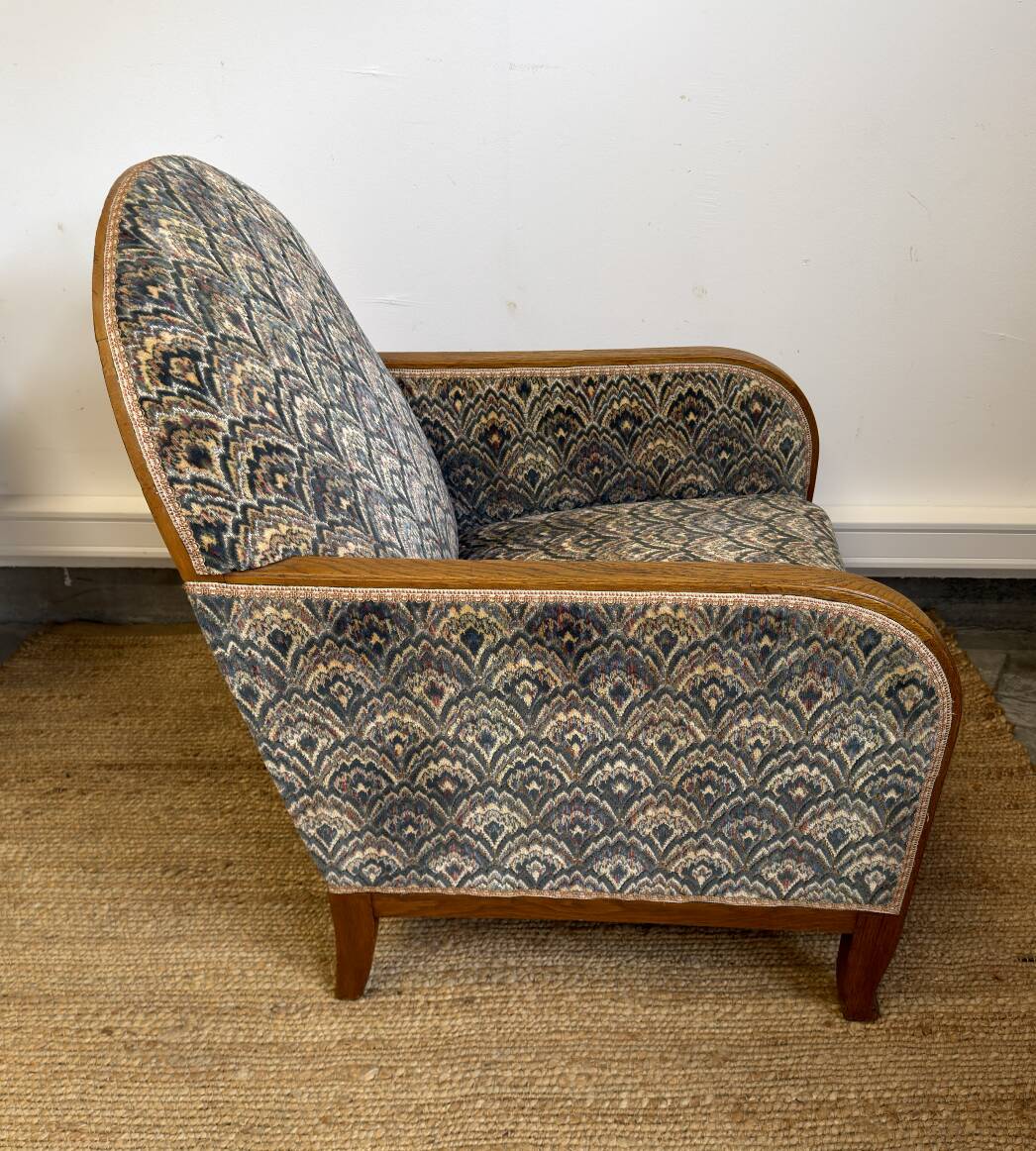 Vintage Art Deco club chair in curved wood