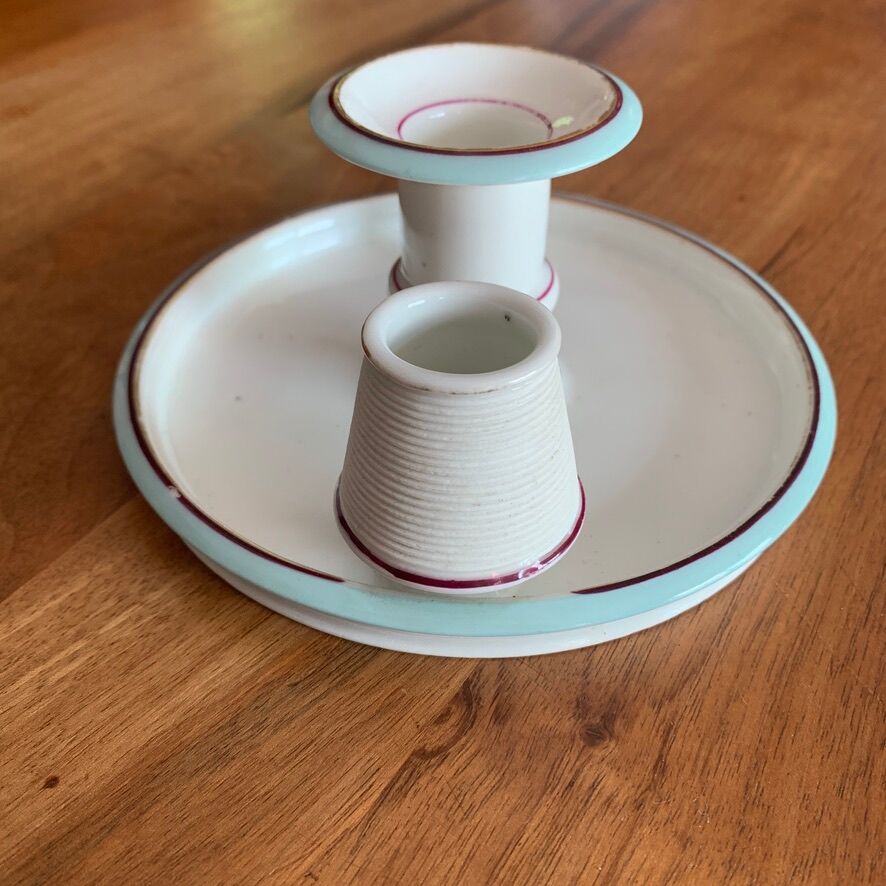 Pyrogenic porcelain candlestick