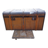 Old wooden travel trunk
