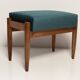 Pair of vintage petrol blue velvet stools from the mid-century, Edmund Homa, 1960s.