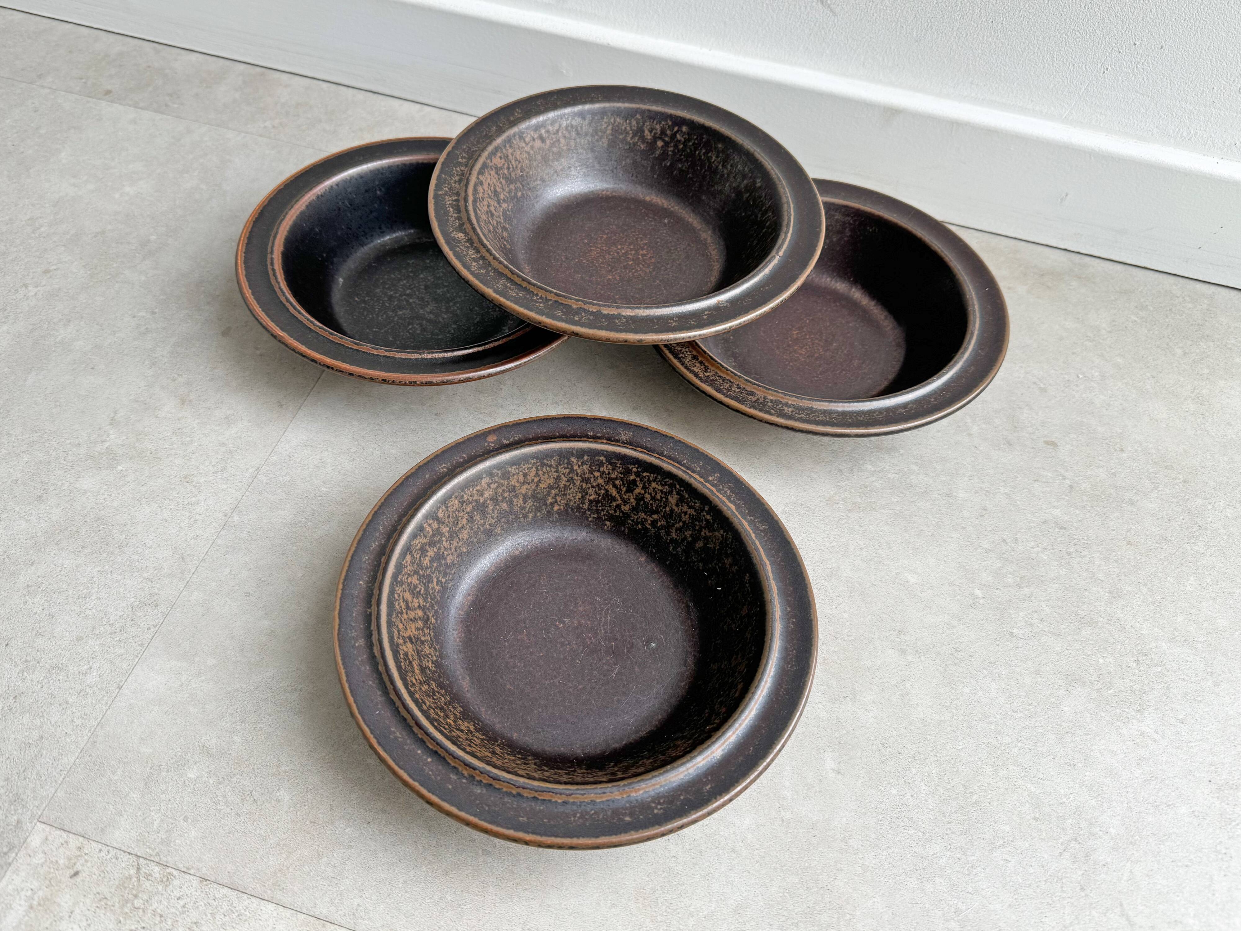 Lot de 4 bols vintage Ruska par Ulla Procopé pour Arabia Finlande