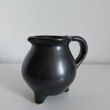 Vintage satin black tripod vase
