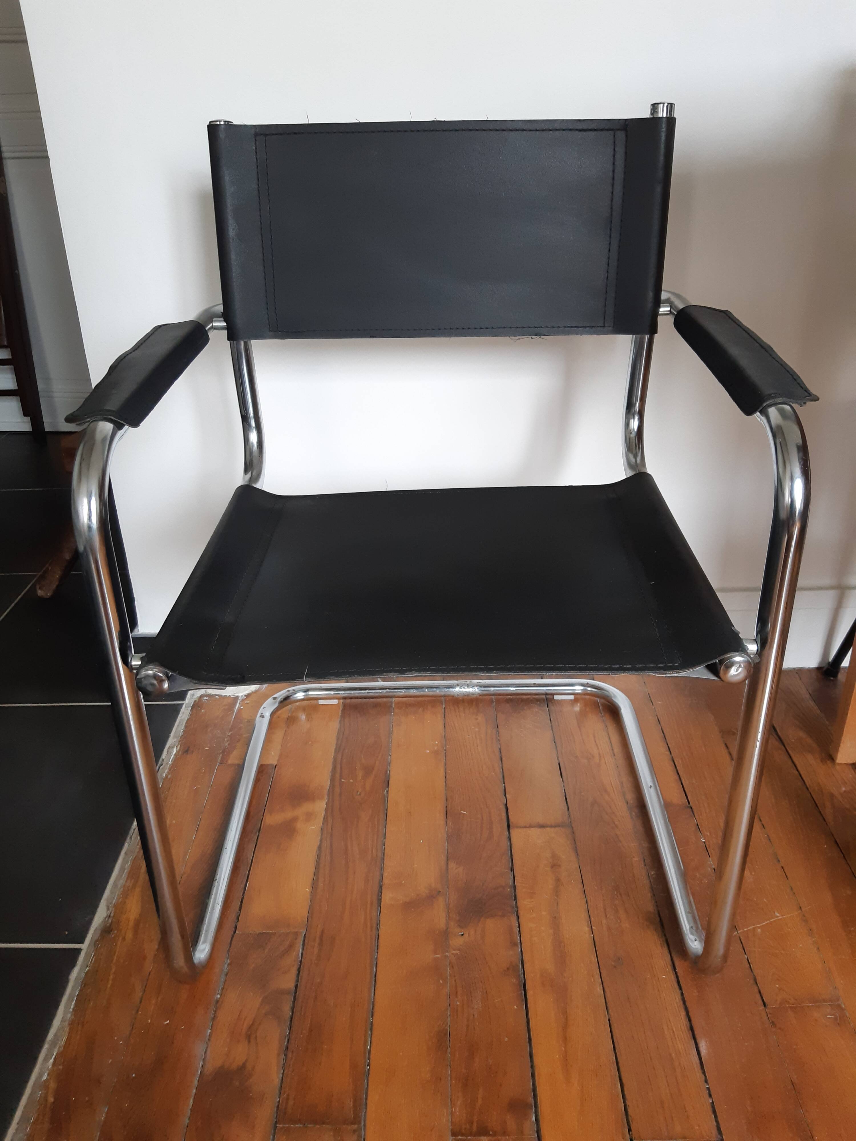 Lot of 3 vintage metal and skai armchairs