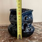 Anthropomorphic owl stoneware vase