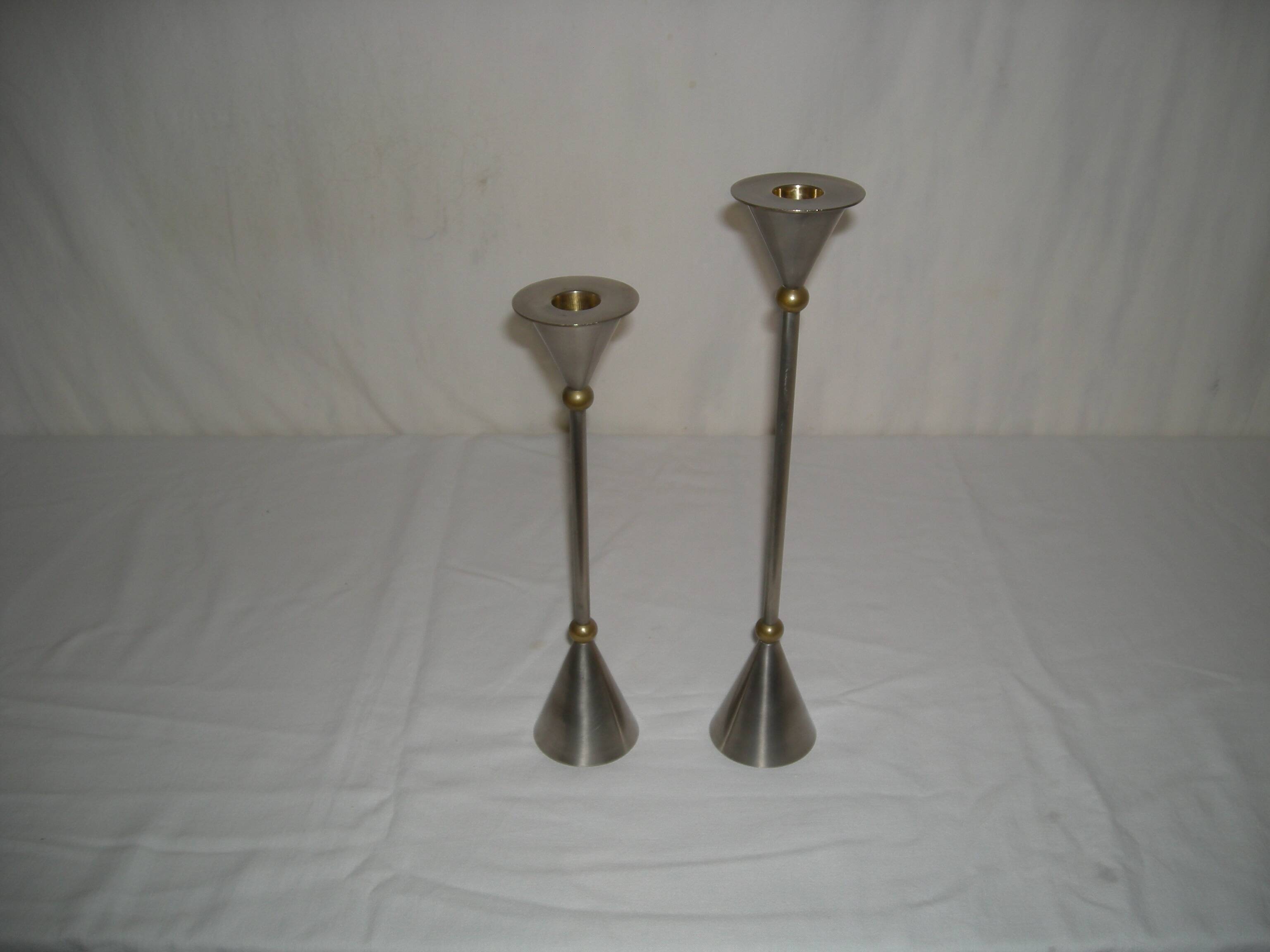 Pair of conical candlesticks