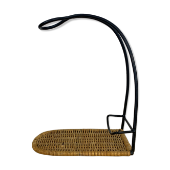 Rattan bottle holder and black metal 50s