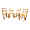 Ensemble de 4 chaises paillées de Georges Robert