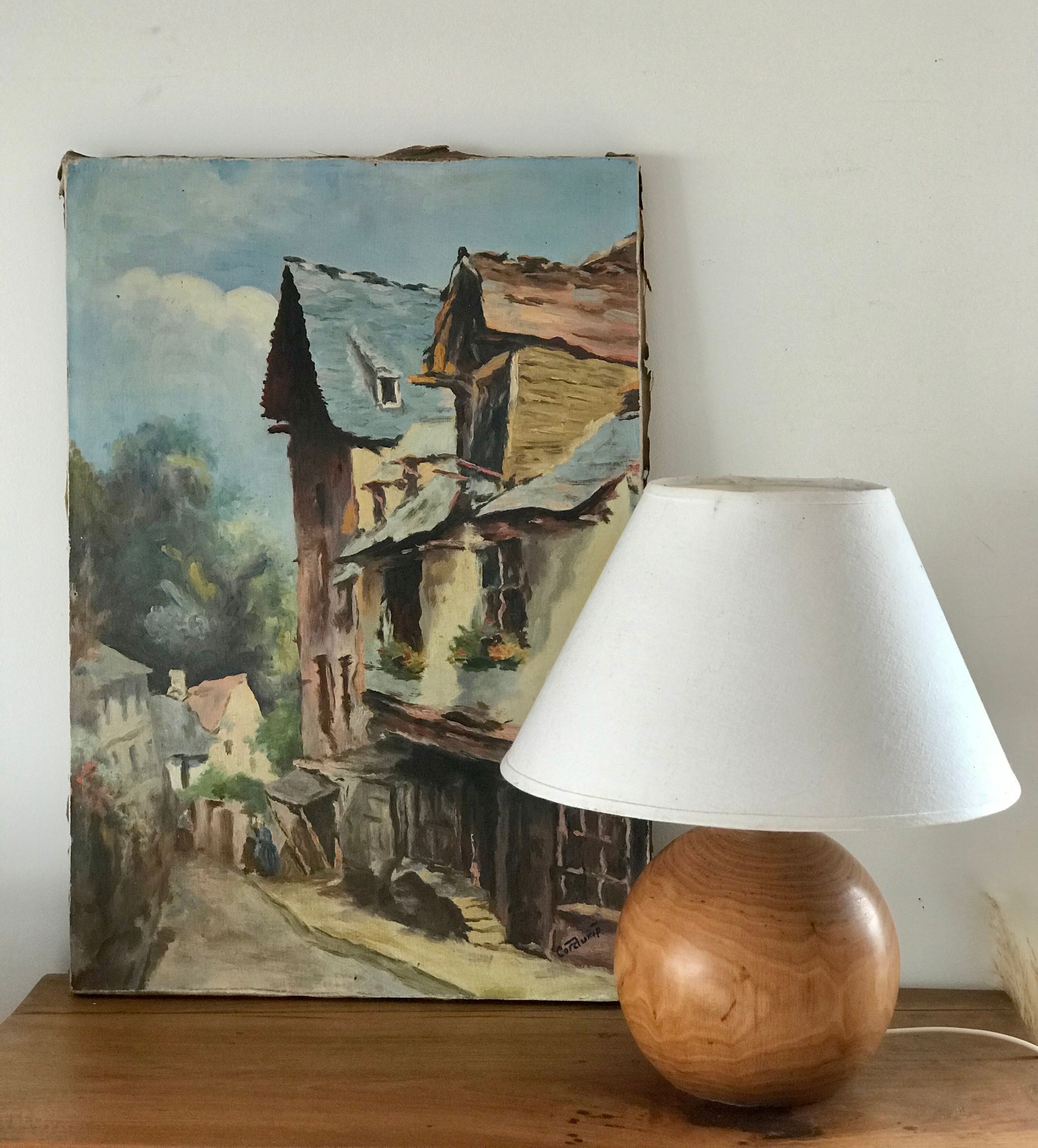 Lampe boule en bois