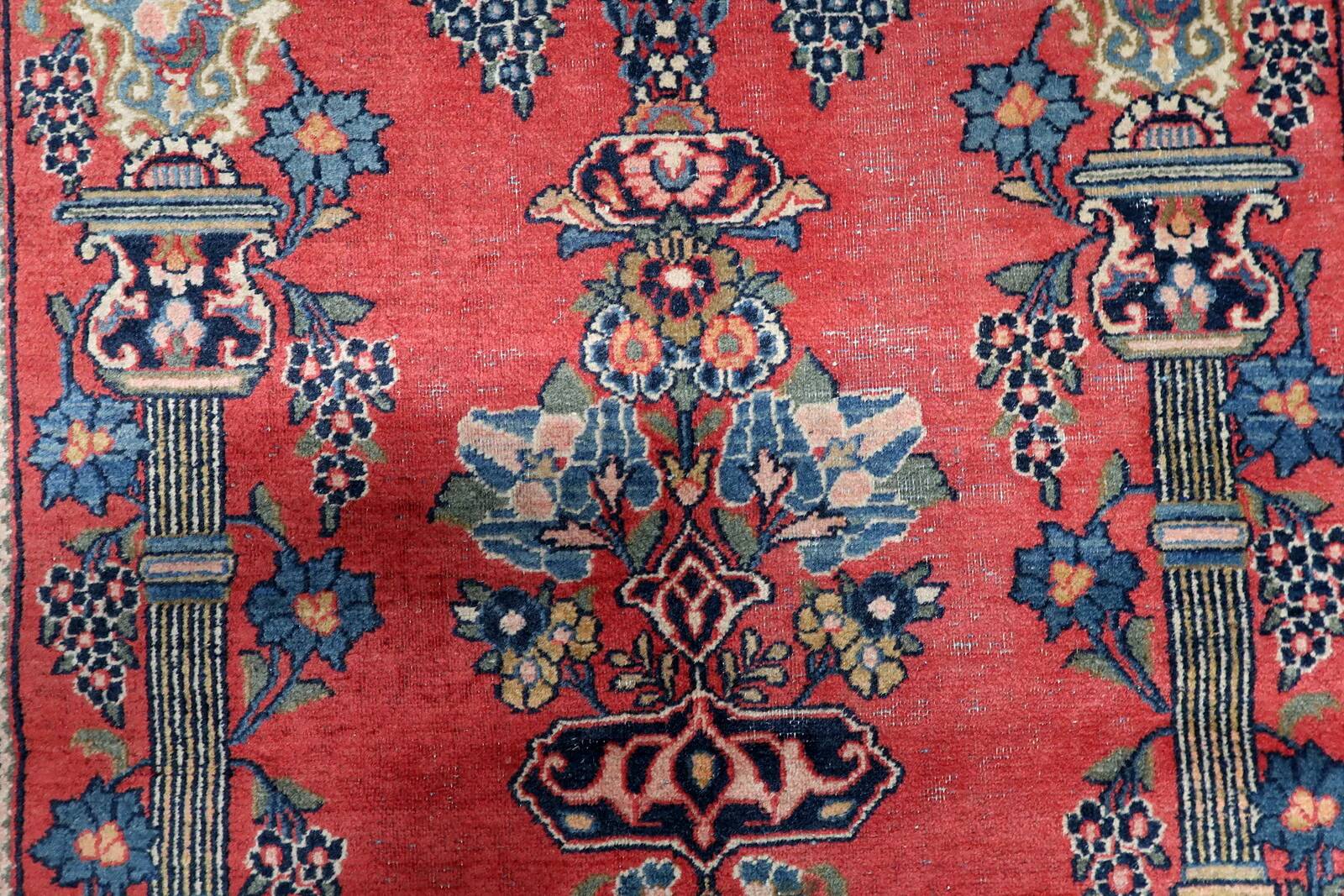 Antique Persian Kashan prayer handmade rug 131cm x 198cm 1920s - 1C1222