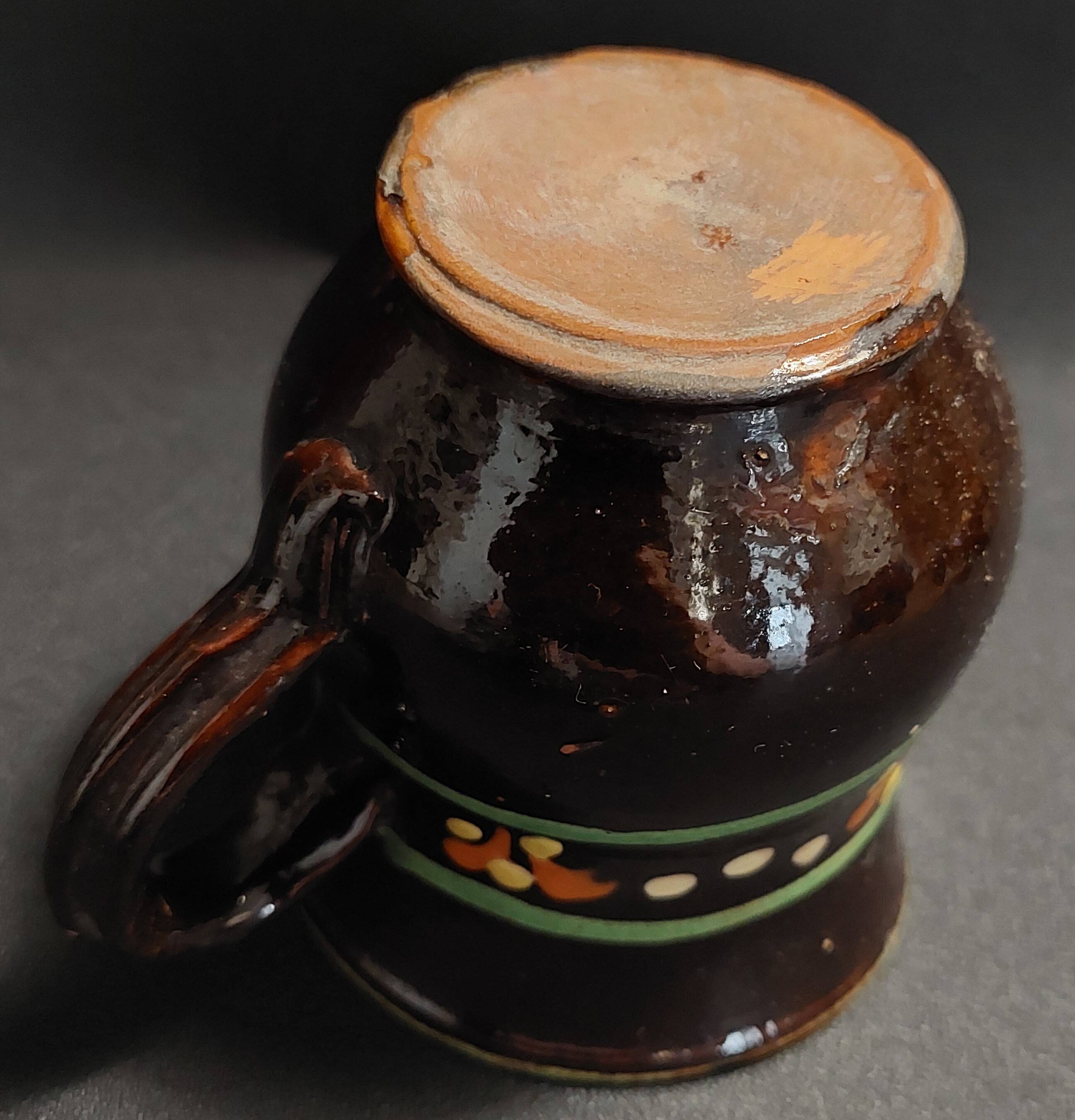 Glazed terracotta cream jug, Savoie, early 20th century