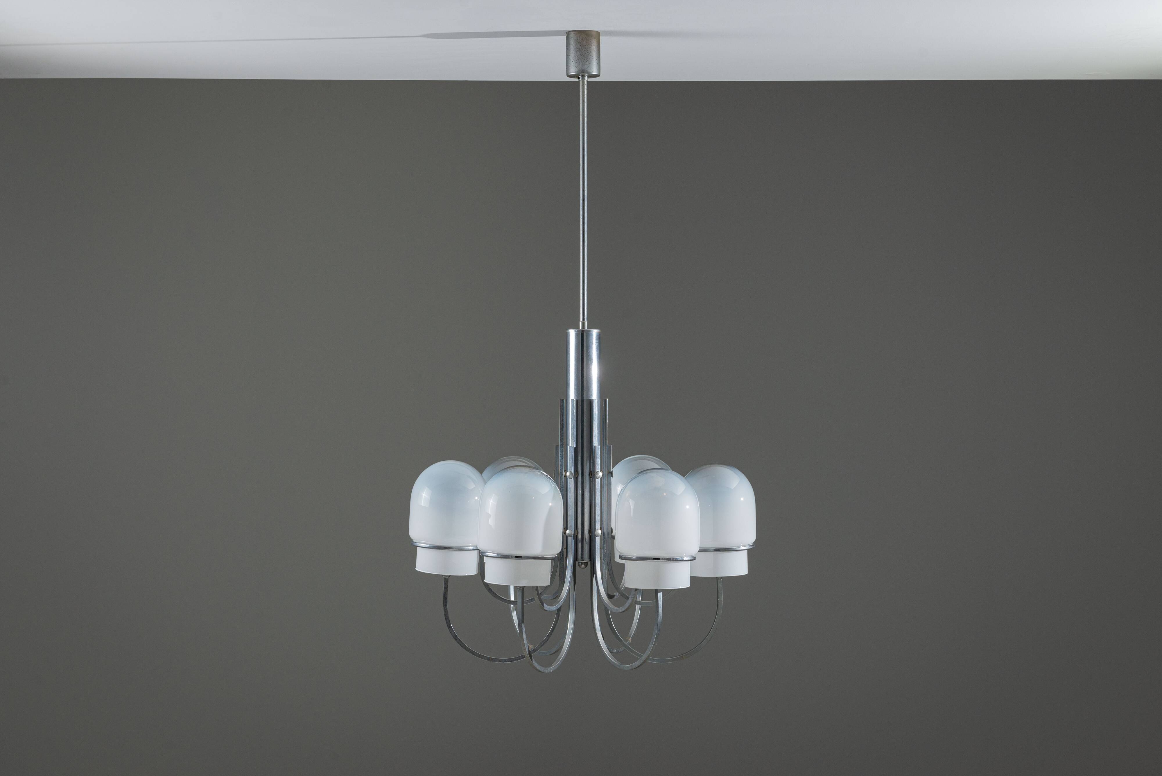 Angelo Gaetano Sciolari chandelier with six misty glass shades