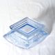 Art deco diamond-shaped vase in light blue color pressed molded glass