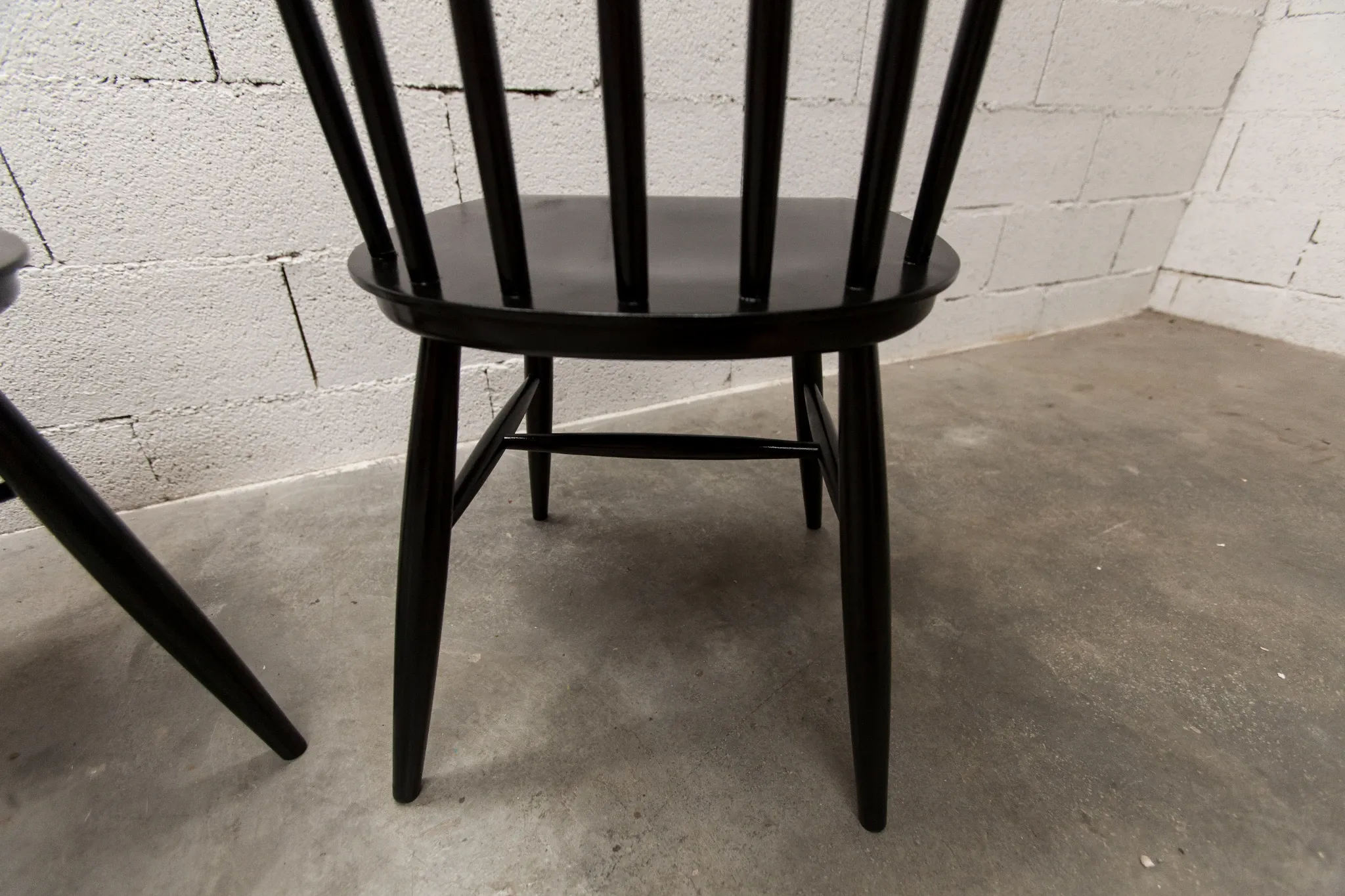 Pair of Scandinavian chairs Fanett by Ilmari Tapiovaara black teak 1960