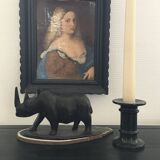 Small black marble candle holder