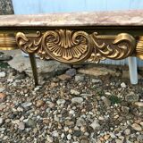 Table low brass and marble Louis XV