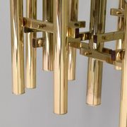 Italian brass chandelier 12 spot pendant lamp by Gaetano Sciolari, 1970s