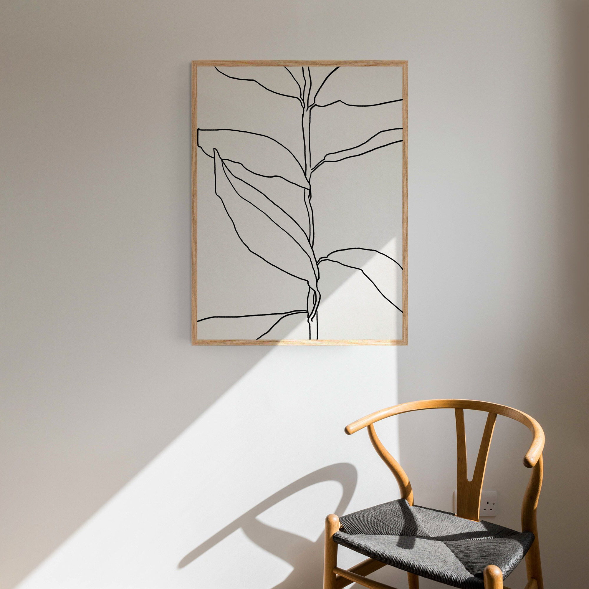 Botanical illustration black lines 50x70cm