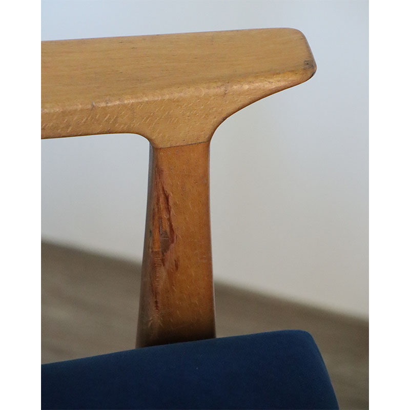 Scandinavian armchair in wood and velvet circa 1960