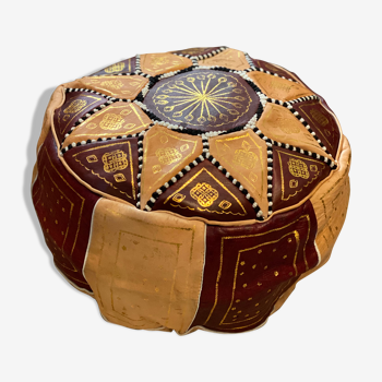 Pouf en cuir marron