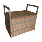 Rattan bench chest wicker and wood