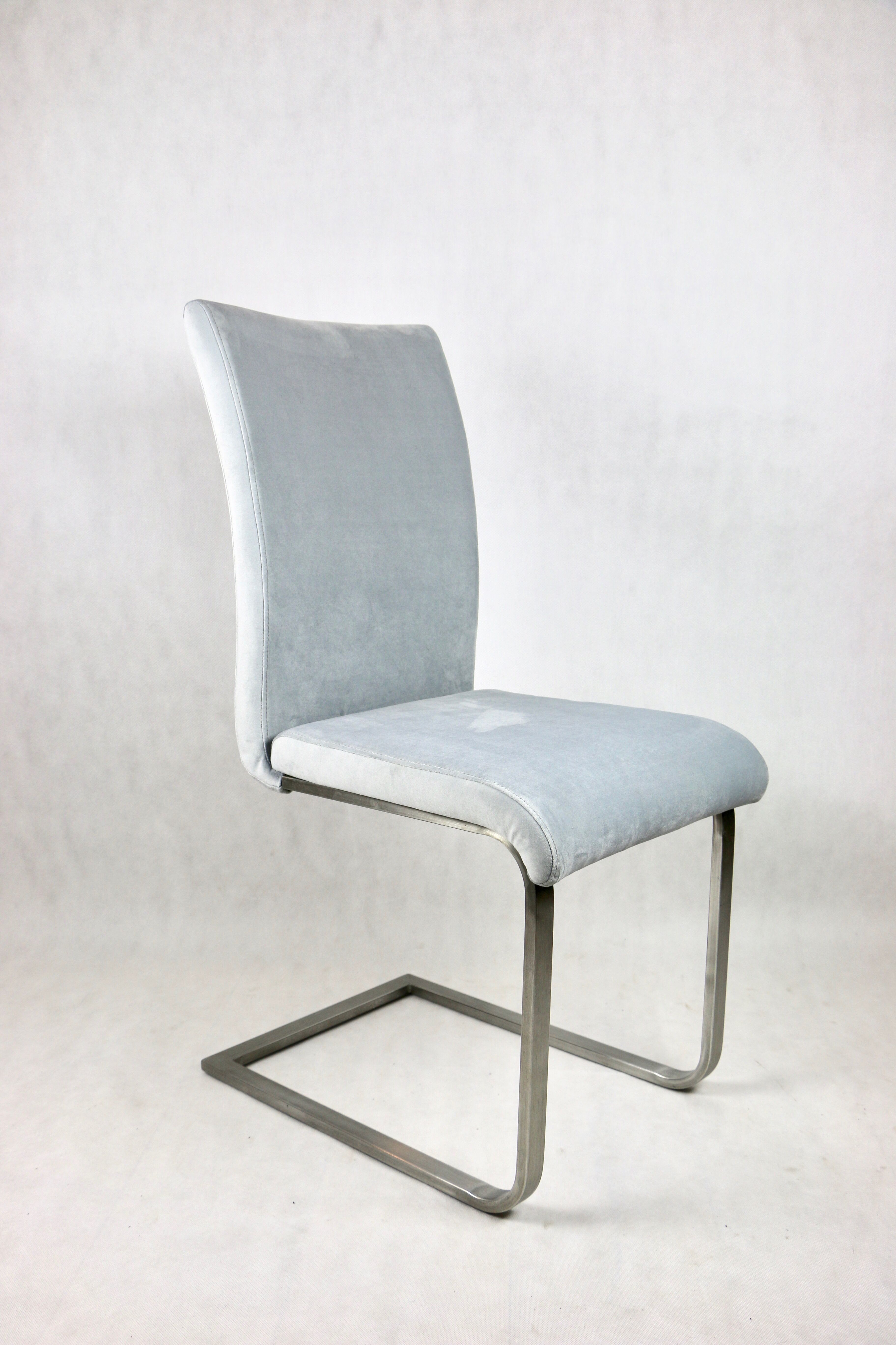 Grey Chairs on aluminium legs fully restored, Set of 4