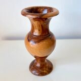Vintage hand-turned solid olive wood vase - 1970s-80s