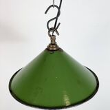 Industrial British Green Enamel Factory Pendant Lamp, 1950s