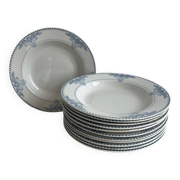 Set of 12 deep plates Windsor Service Creil and Montereau