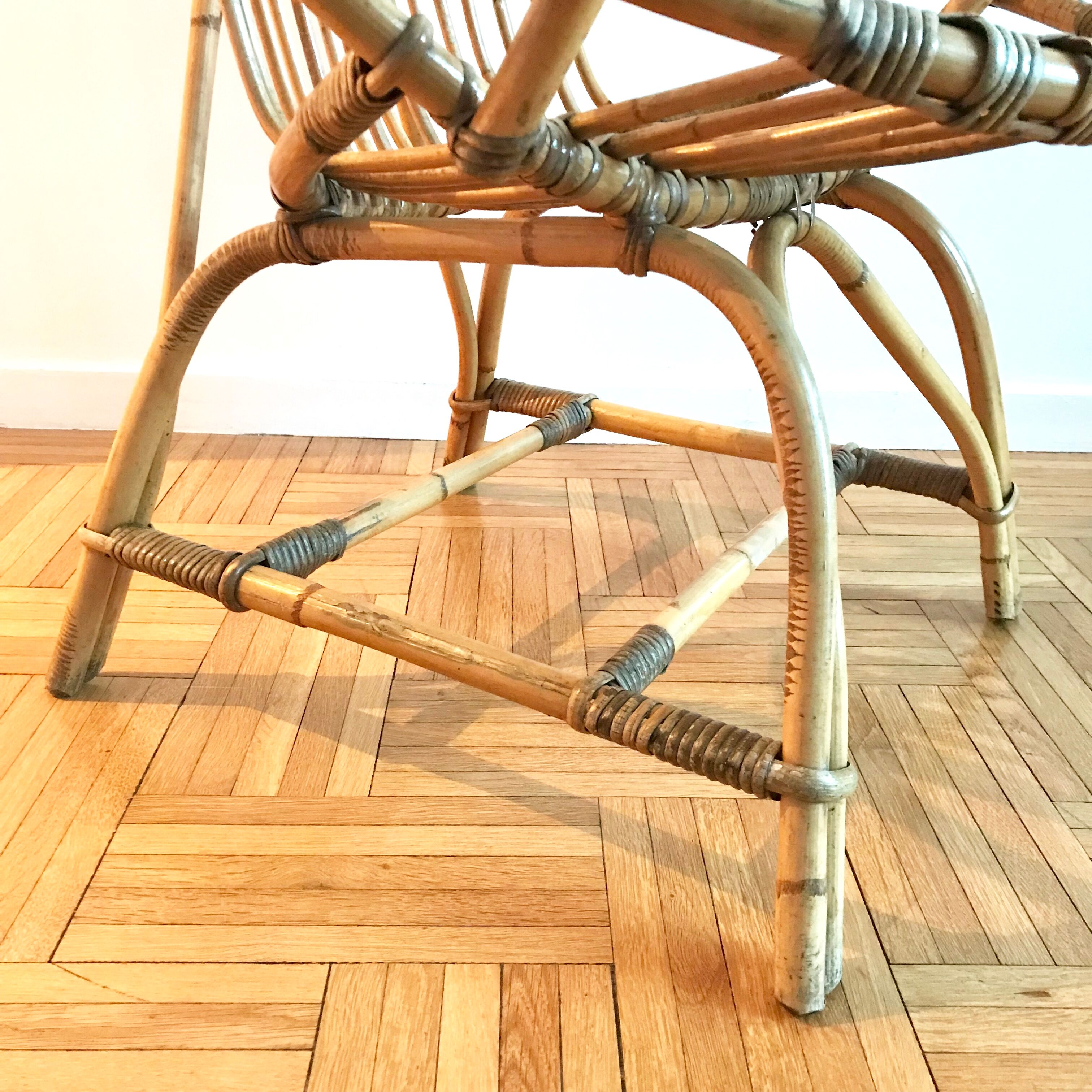 Fauteuil rotin dossier haut