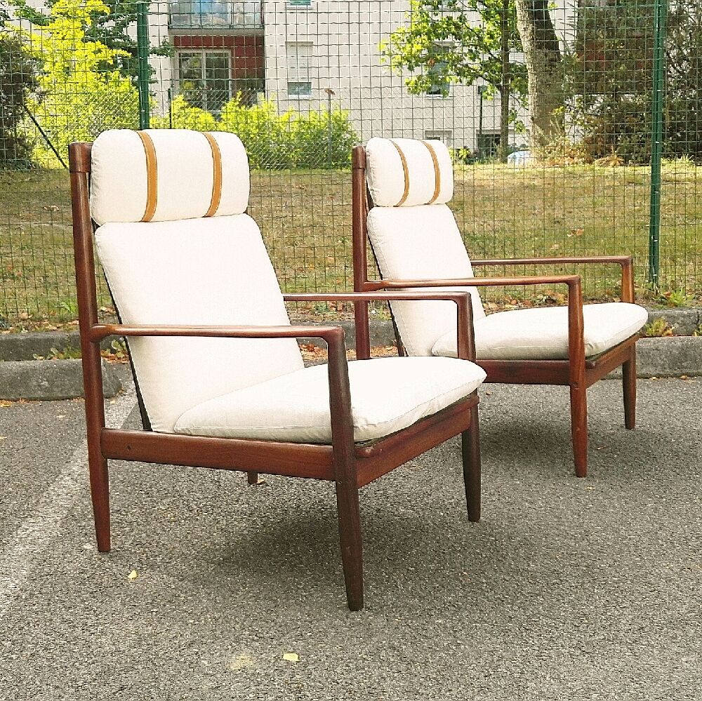 Pair of armchairs by Grete Jalk, Glostrup Publishing, Denmark