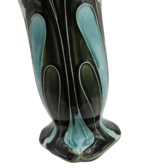 Art-Nouveau slip vase decorated with Iris flowers