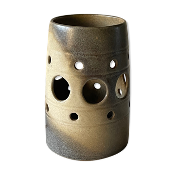 Vintage perforated stoneware lamp