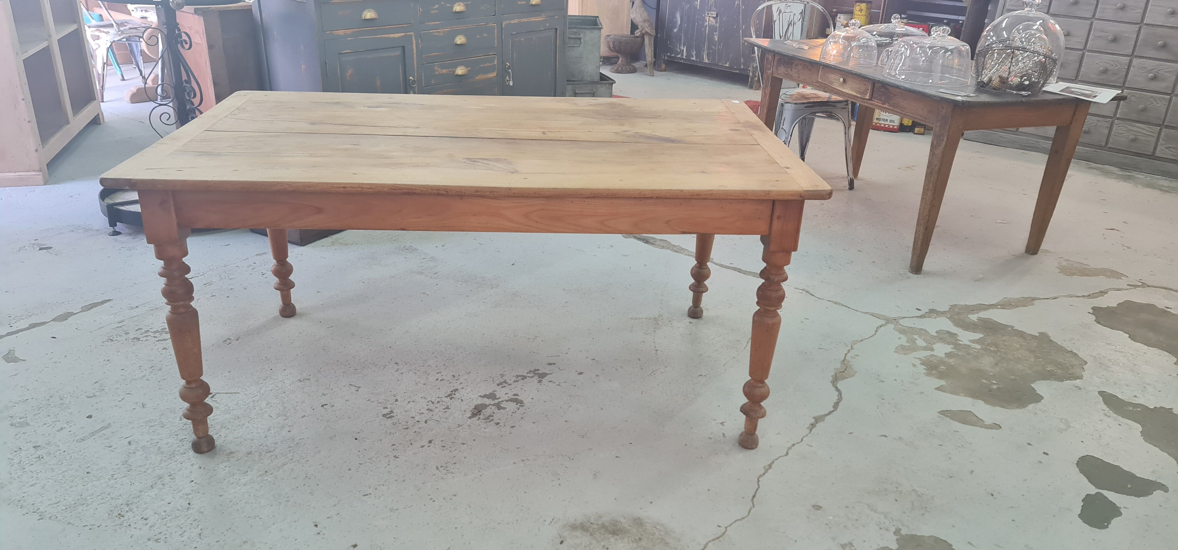 Farmhouse table wood foot turned