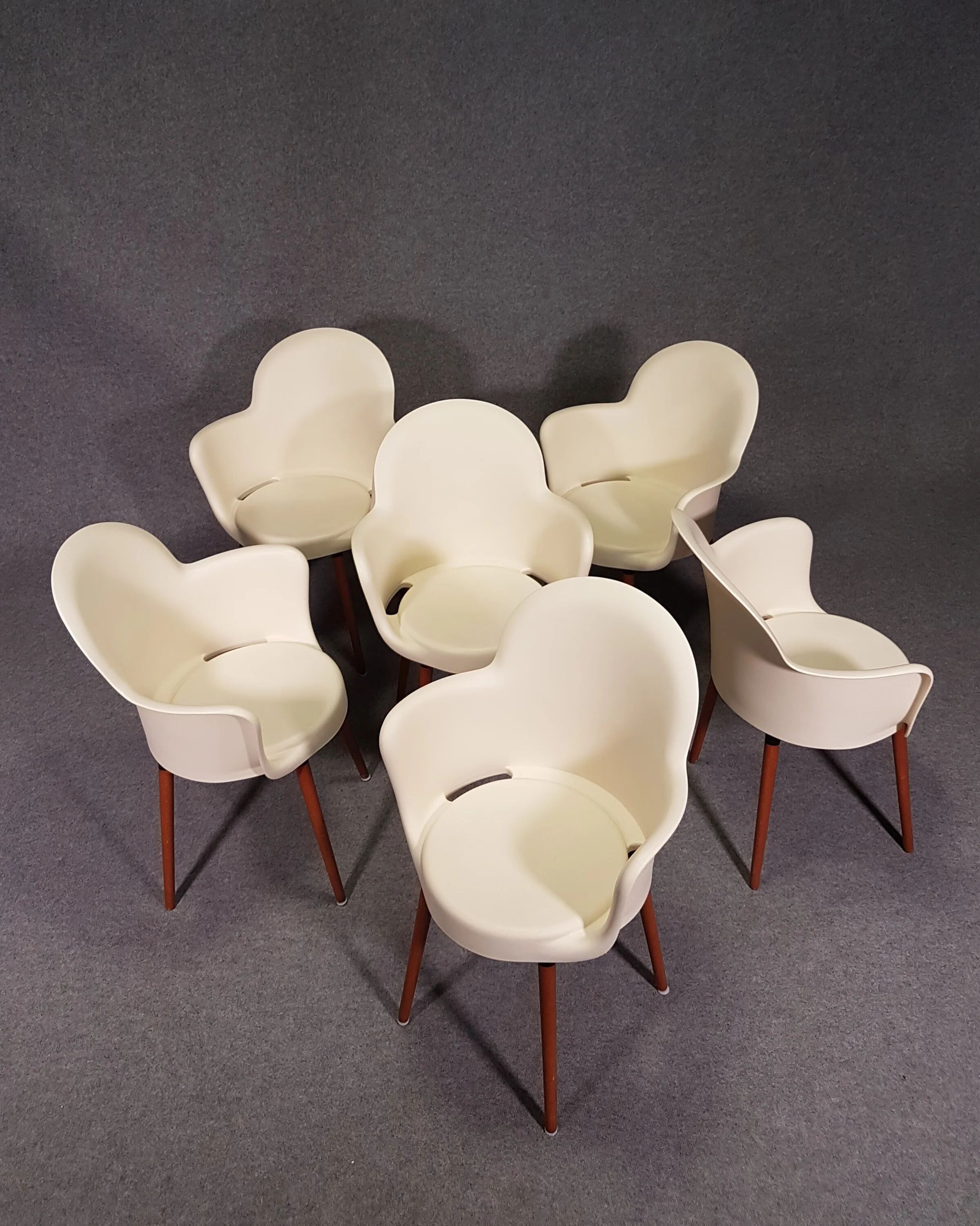 Set of 6 Sintesi Gogo chairs with wooden legs by Marcello Ziliani, 1990s