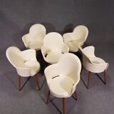 Set of 6 Sintesi Gogo chairs with wooden legs by Marcello Ziliani, 1990s