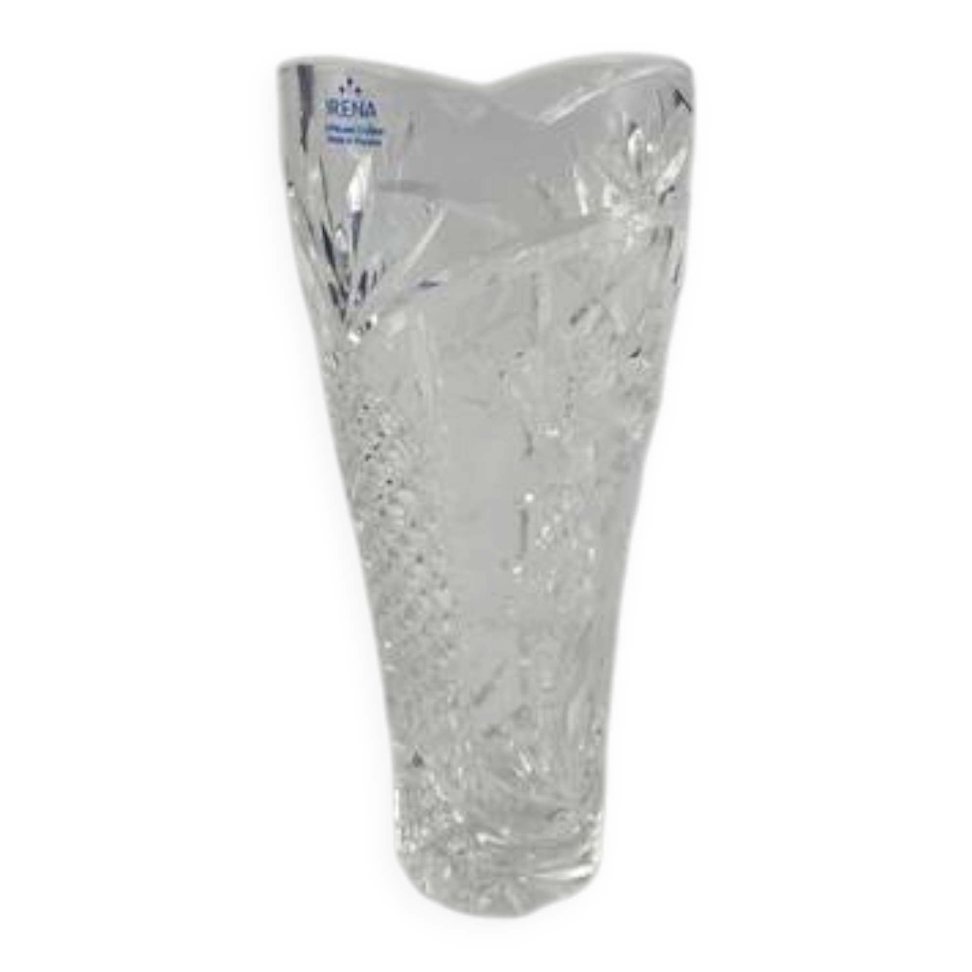 Vase en cristal avec gravure motif floral Irena Pologne - H 22 cm