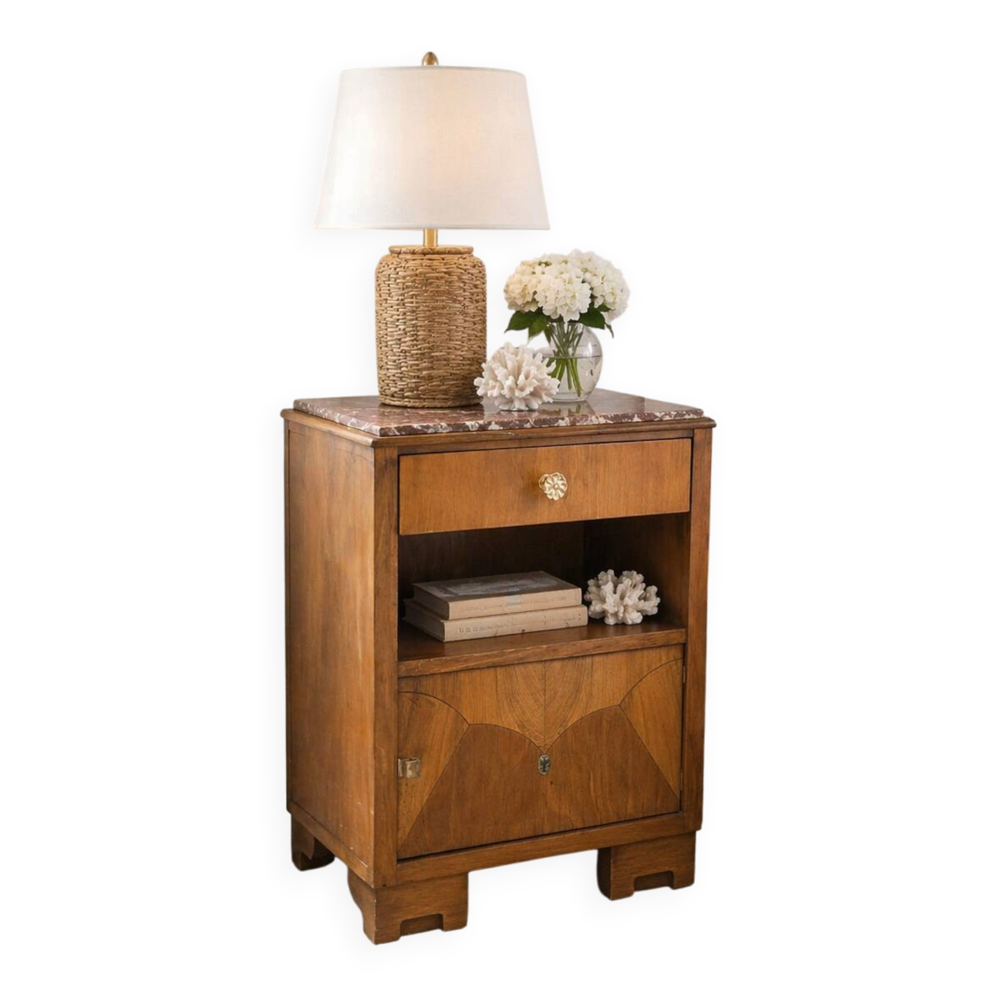 Art Deco bedside table with marble tops.